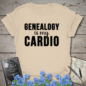 Genealogy Is My Cardio T-Shirt - Genealogy Keepsakes Custom Genealogy Gift - Sand S