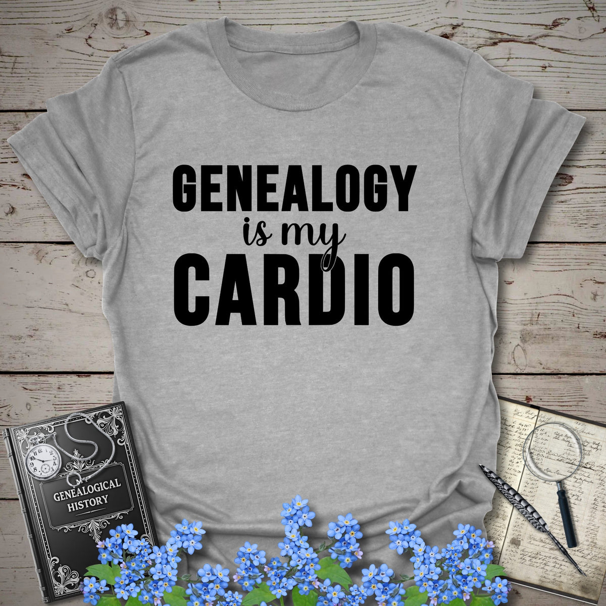 Genealogy Is My Cardio T-Shirt - Genealogy Keepsakes Custom Genealogy Gift - Sport Grey S