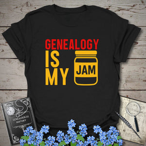 Genealogy Is My Jam T-Shirt in Black by Genealogy Keepsakes