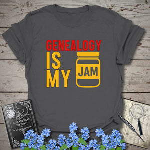Genealogy Is My Jam T-Shirt in Charcoal by Genealogy Keepsakes