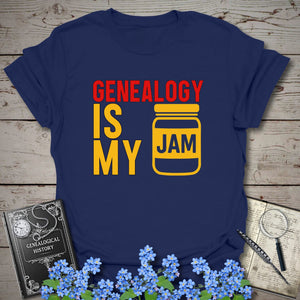 Genealogy Is My Jam T-Shirt in Navy by Genealogy Keepsakes