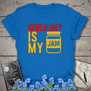 Genealogy Is My Jam T-Shirt in Royal by Genealogy Keepsakes