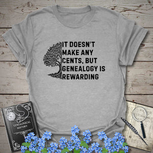 Genealogy Is Rewarding T-Shirt in Sport Grey by Genealogy Keepsakes