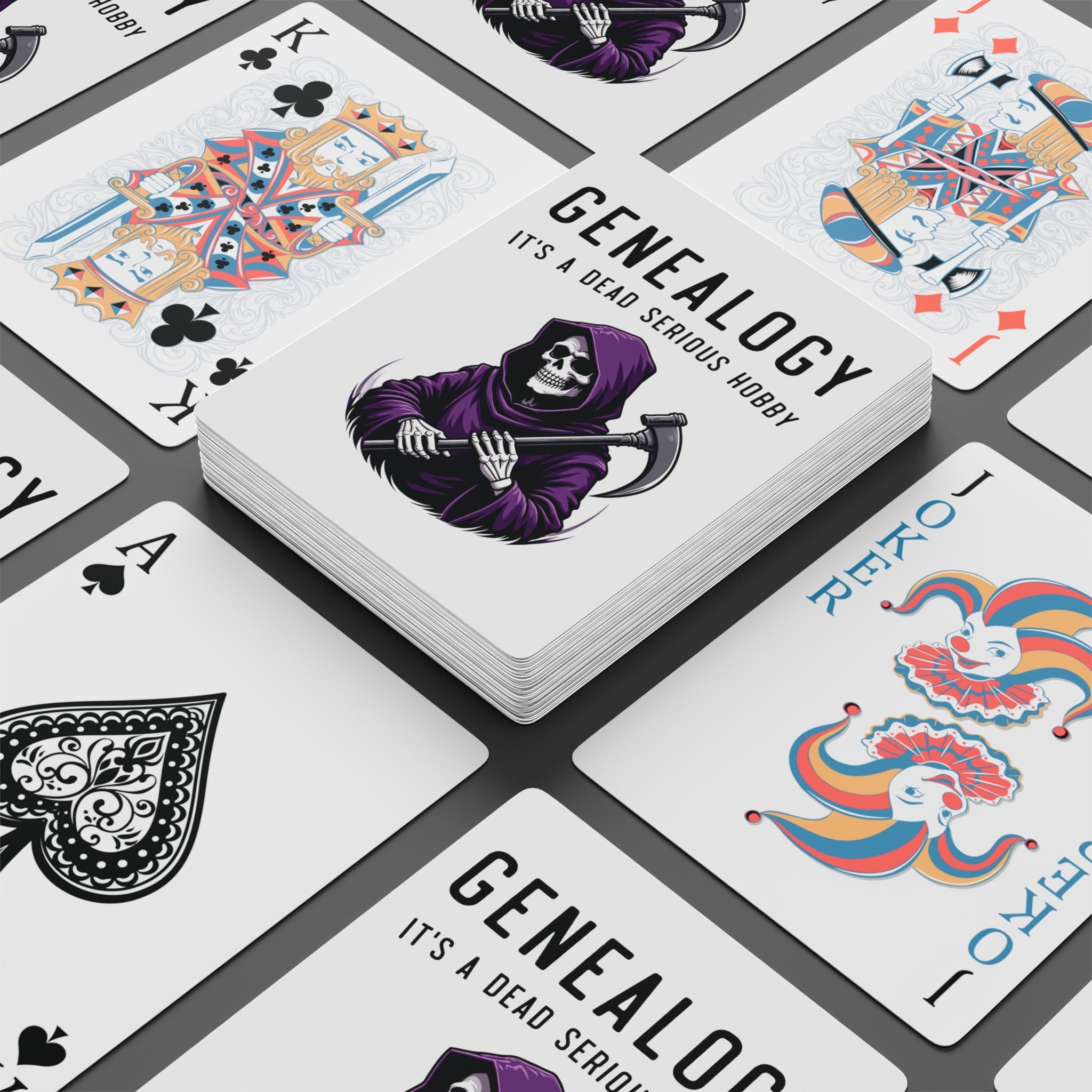 Genealogy It's A Dead Serious Hobby Playing Cards in 2.5" x 3.5" by Genealogy Keepsakes