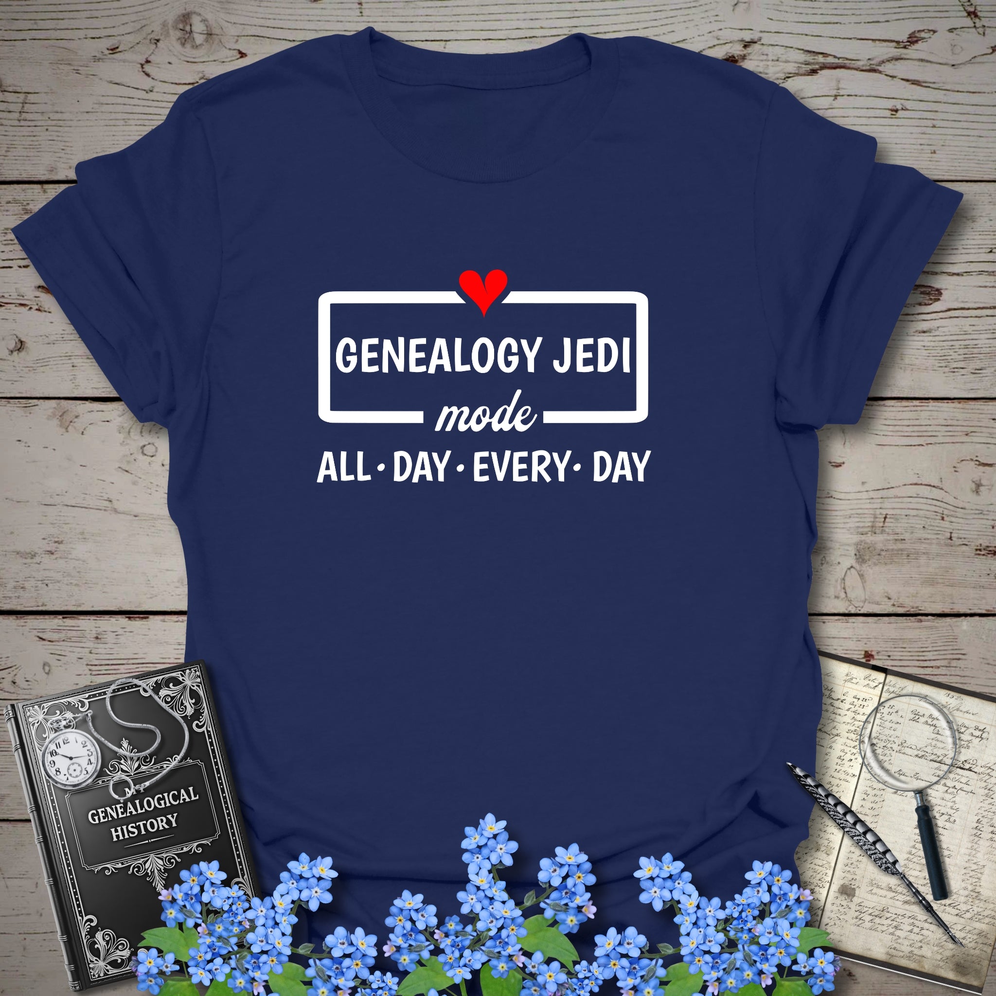 Genealogy Jedi Mode T-Shirt in Navy by Genealogy Keepsakes