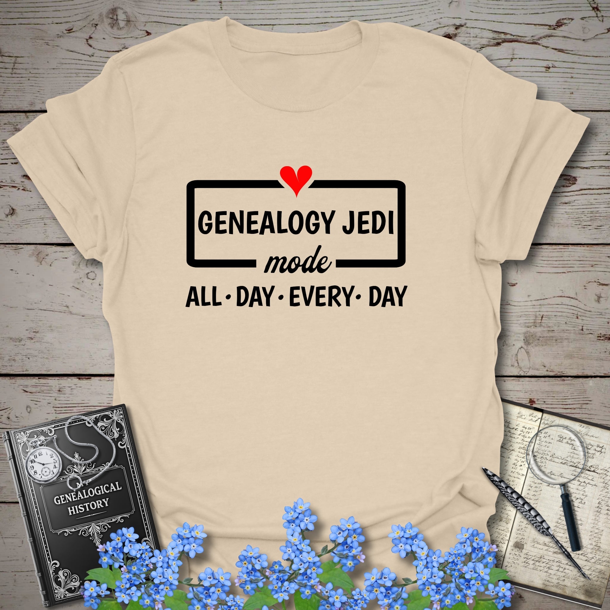 Genealogy Jedi Mode T-Shirt in Sand by Genealogy Keepsakes