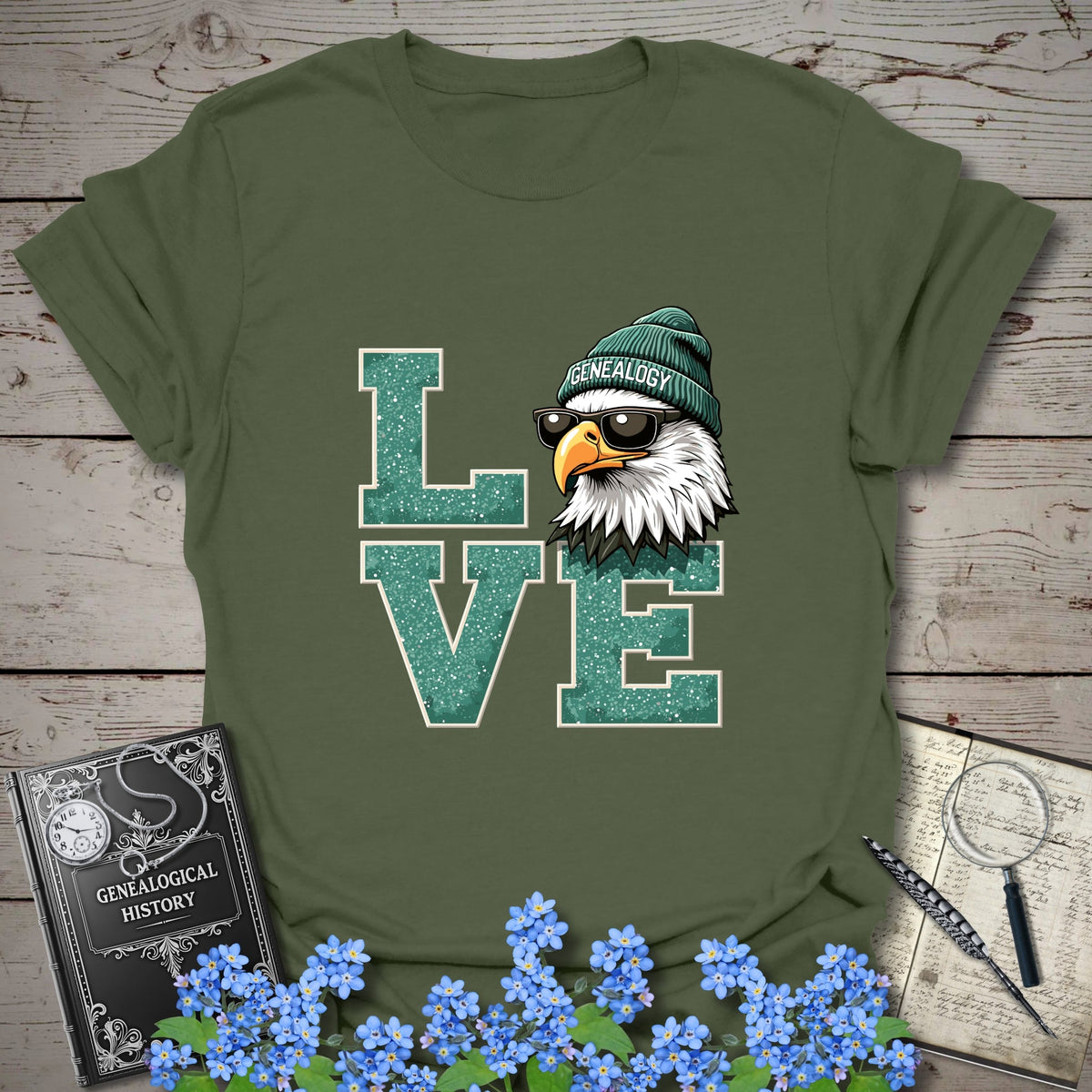 Genealogy Joke T-Shirt - Genealogy Keepsakes Custom Genealogy Gift - Military Green S