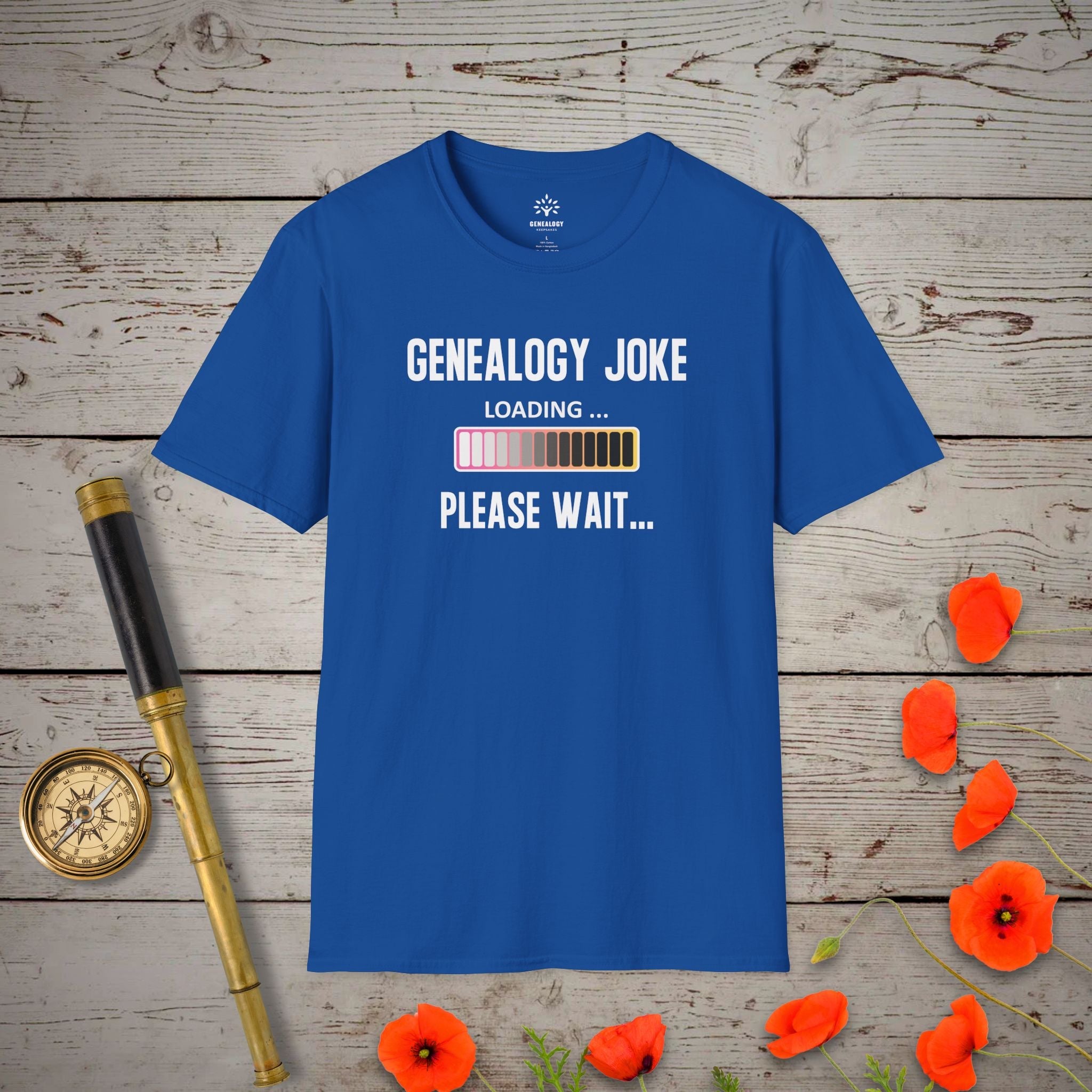 Genealogy Joke T-Shirt in Royal by Genealogy Keepsakes