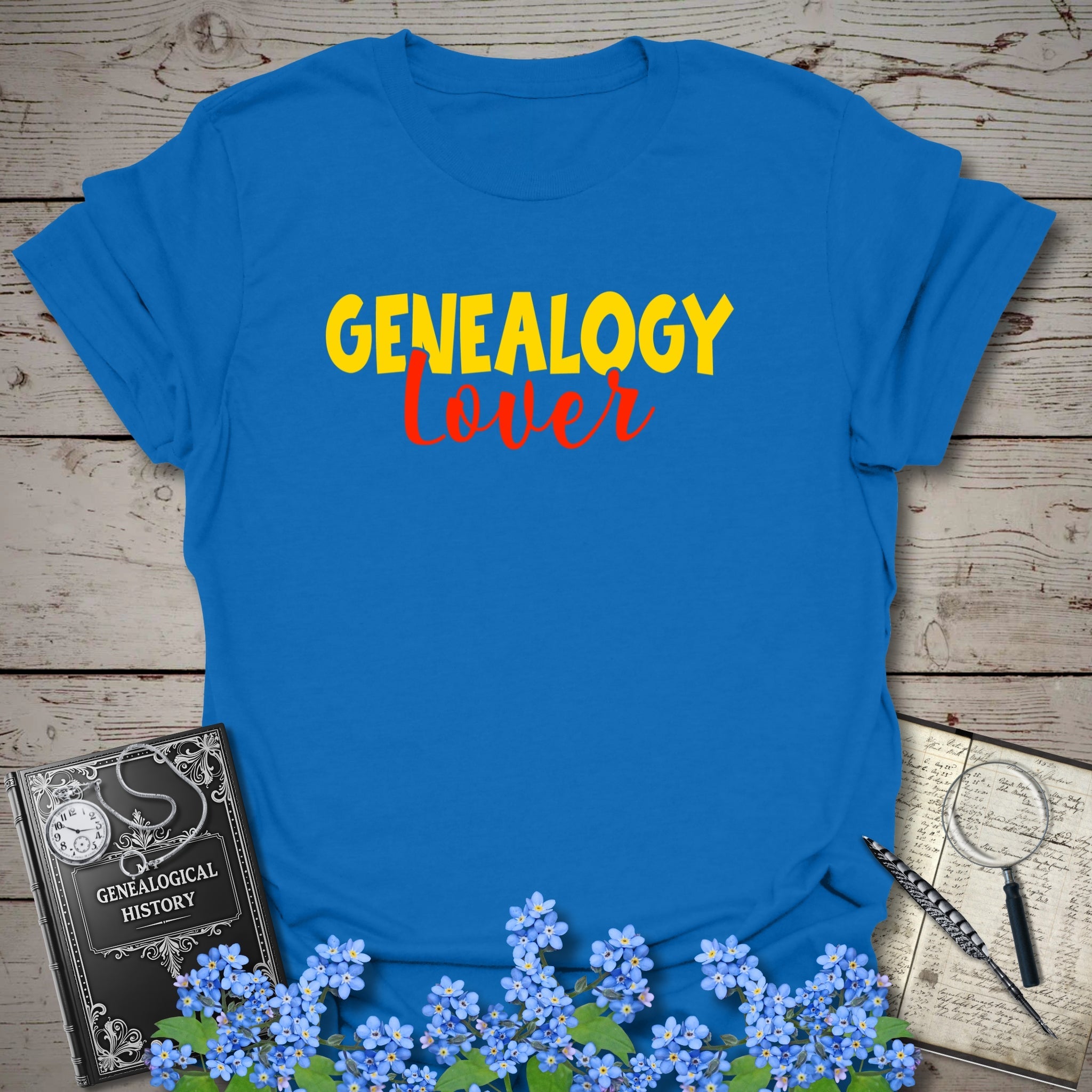 Genealogy Lover T-Shirt in Royal by Genealogy Keepsakes