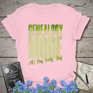 Genealogy Mode All Day Every Day T-Shirt in Light Pink by Genealogy Keepsakes