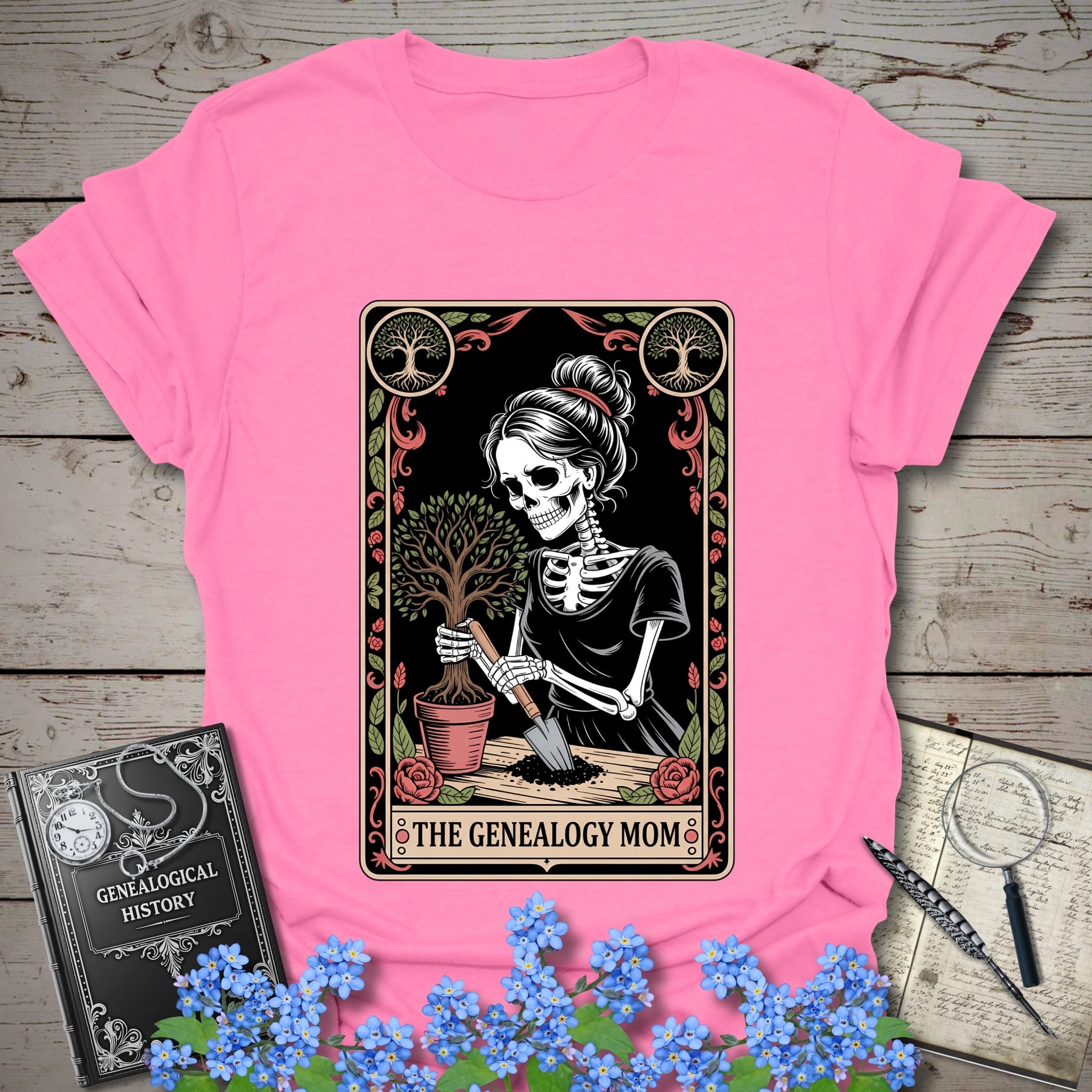 Genealogy Mom T-Shirt in Azalea by Genealogy Keepsakes
