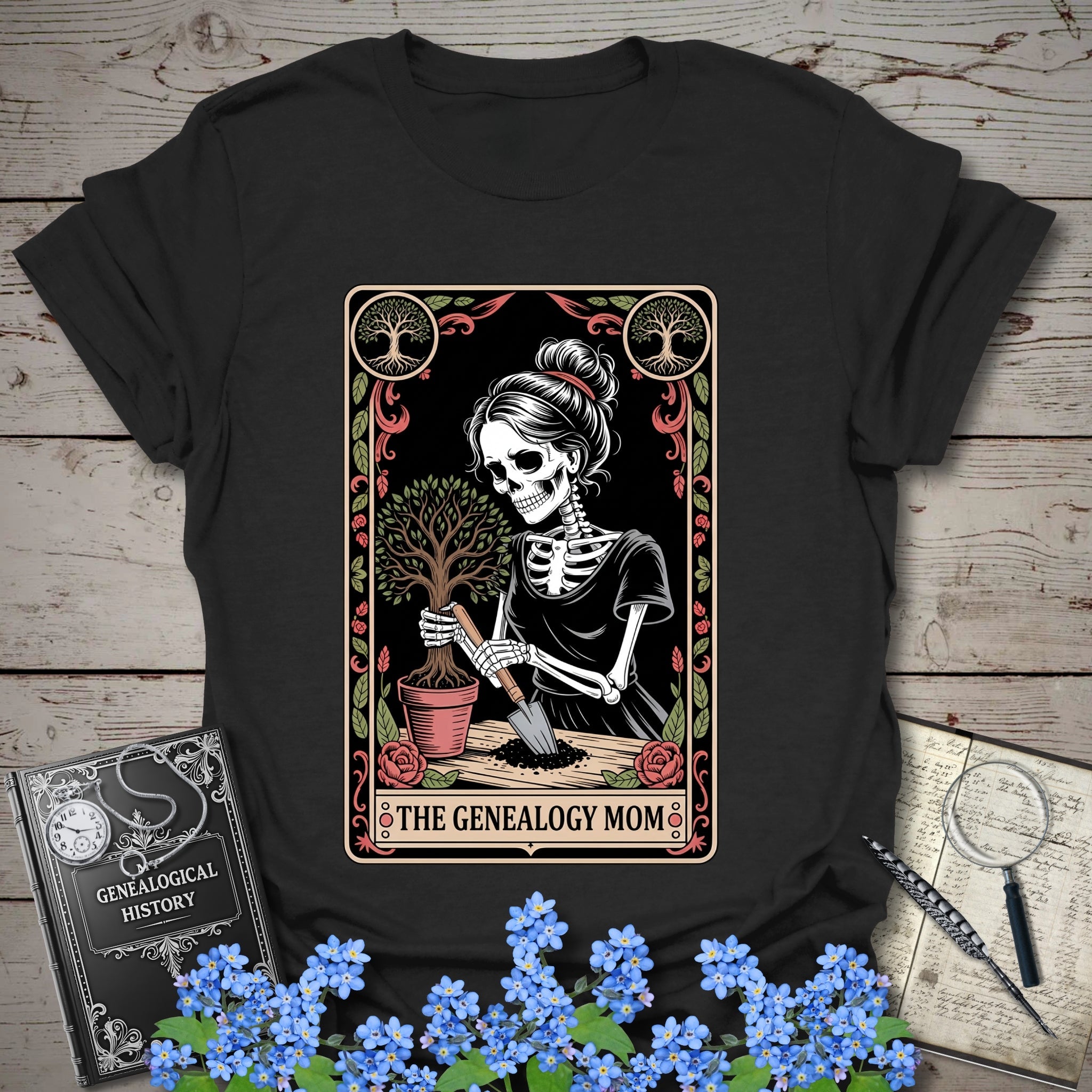Genealogy Mom T-Shirt in Black by Genealogy Keepsakes