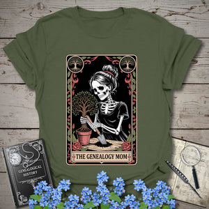 Genealogy Mom T-Shirt in Military Green by Genealogy Keepsakes