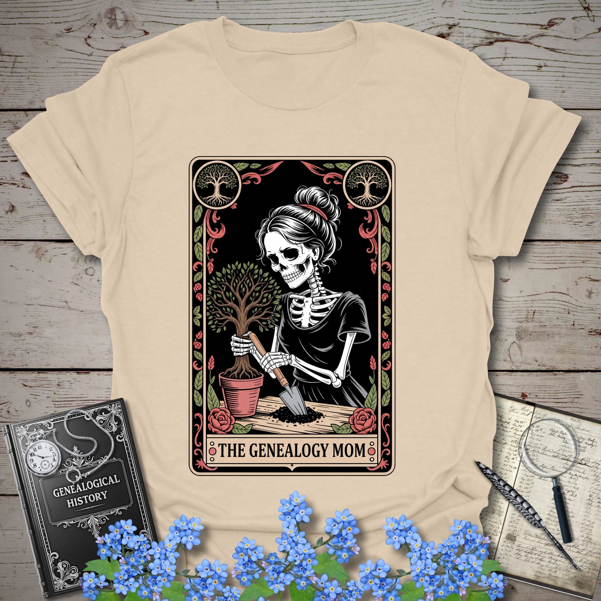 Genealogy Mom T-Shirt in Sand by Genealogy Keepsakes