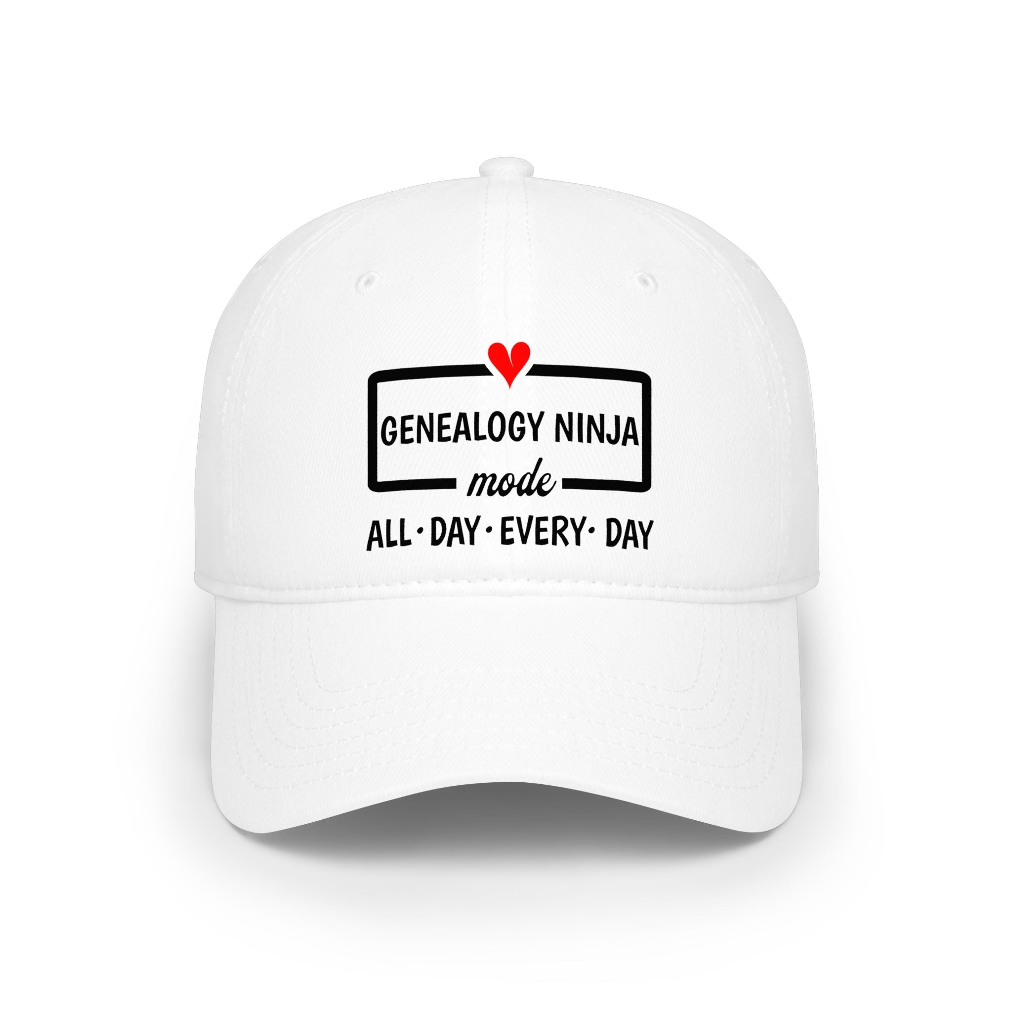 Genealogy Ninja Mode — "All • Day • Every • Day" Baseball Cap in One size by Genealogy Keepsakes