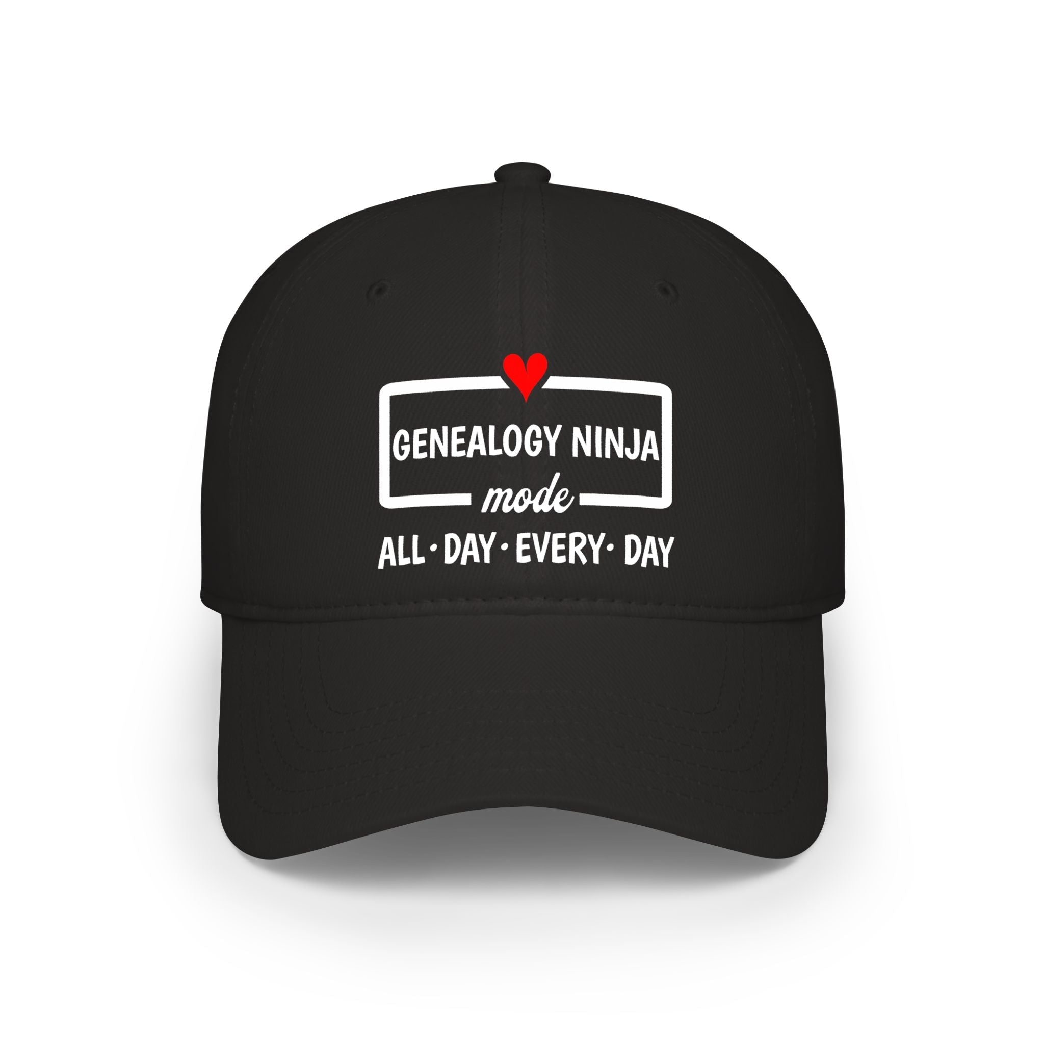 Genealogy Ninja Mode — "All • Day • Every • Day" Baseball Cap in One size by Genealogy Keepsakes