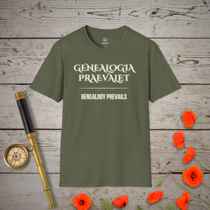 Genealogy Prevails T-Shirt in Military Green by Genealogy Keepsakes