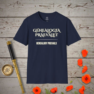 Genealogy Prevails T-Shirt in Navy by Genealogy Keepsakes