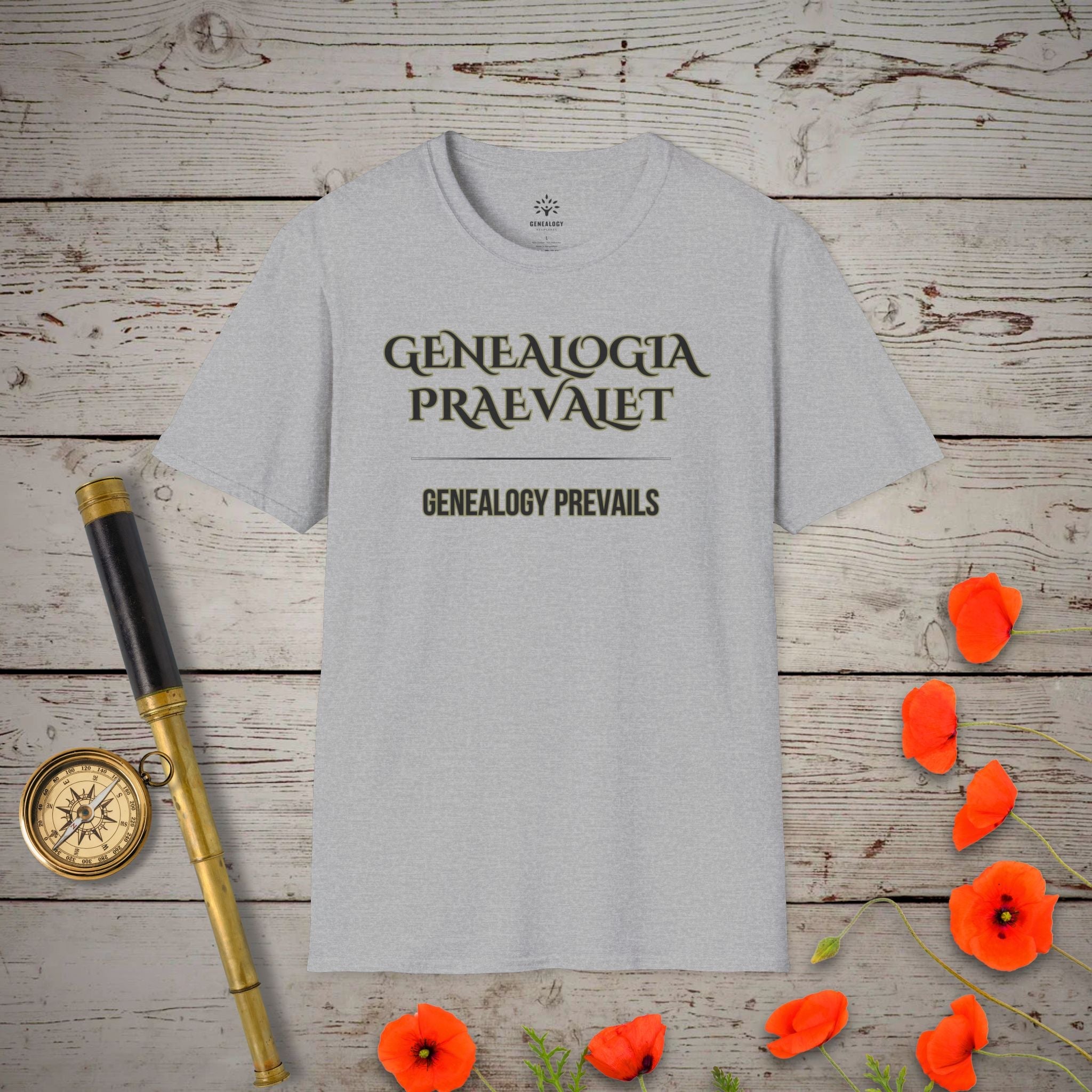 Genealogy Prevails T-Shirt in Sport Grey by Genealogy Keepsakes