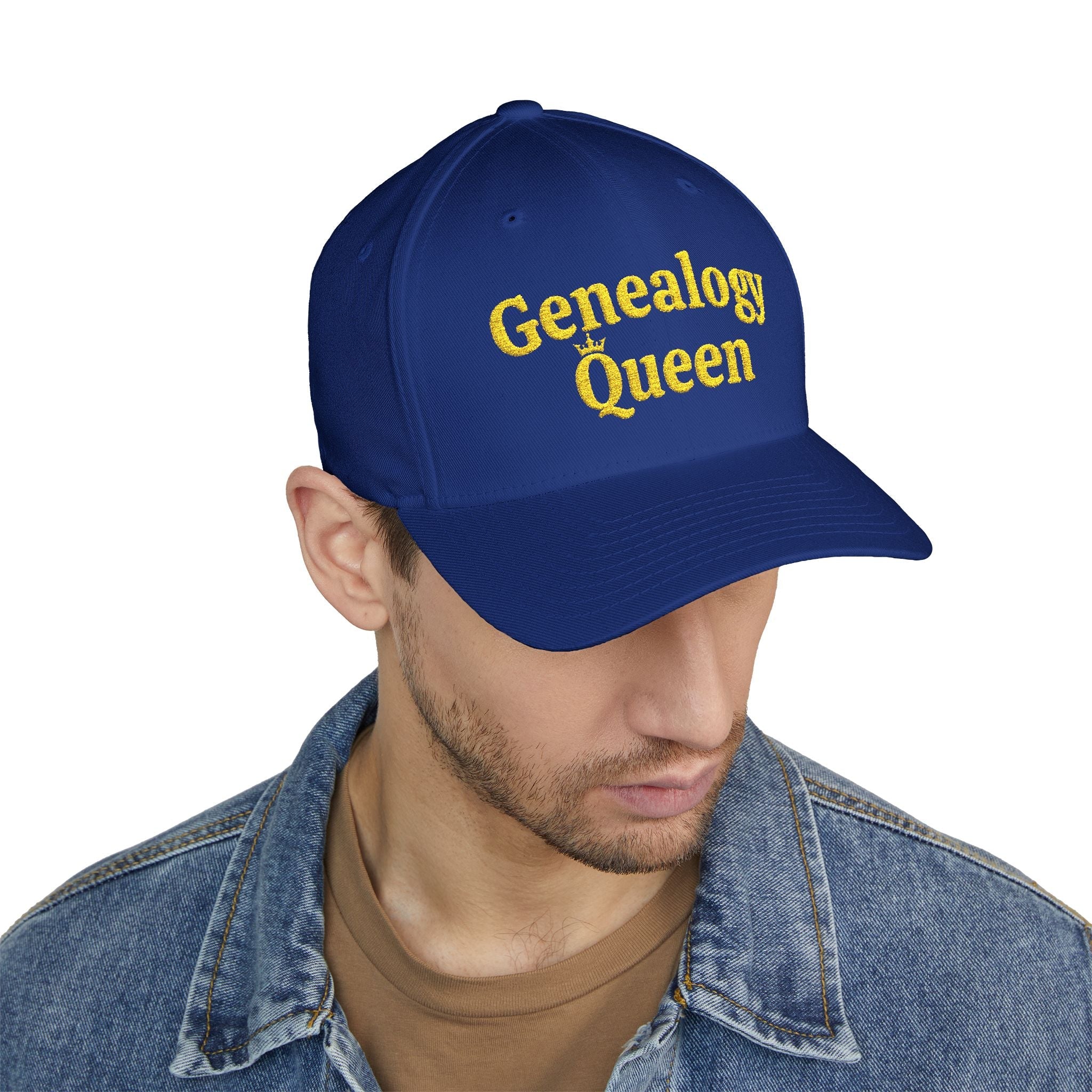 Genealogy Queen Embroidered Cap in Royal by Genealogy Keepsakes