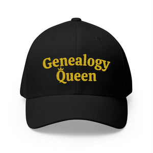 Genealogy Queen Embroidered Cap - Genealogy Keepsakes Custom Genealogy Gift - Black S/M