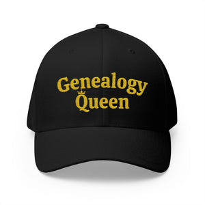 Genealogy Queen Embroidered Cap in Black by Genealogy Keepsakes