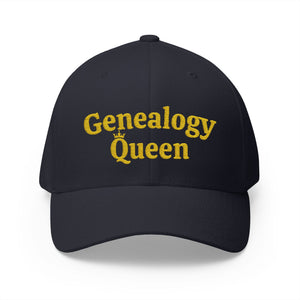 Genealogy Queen Embroidered Cap - Genealogy Keepsakes Custom Genealogy Gift - Dark Navy S/M