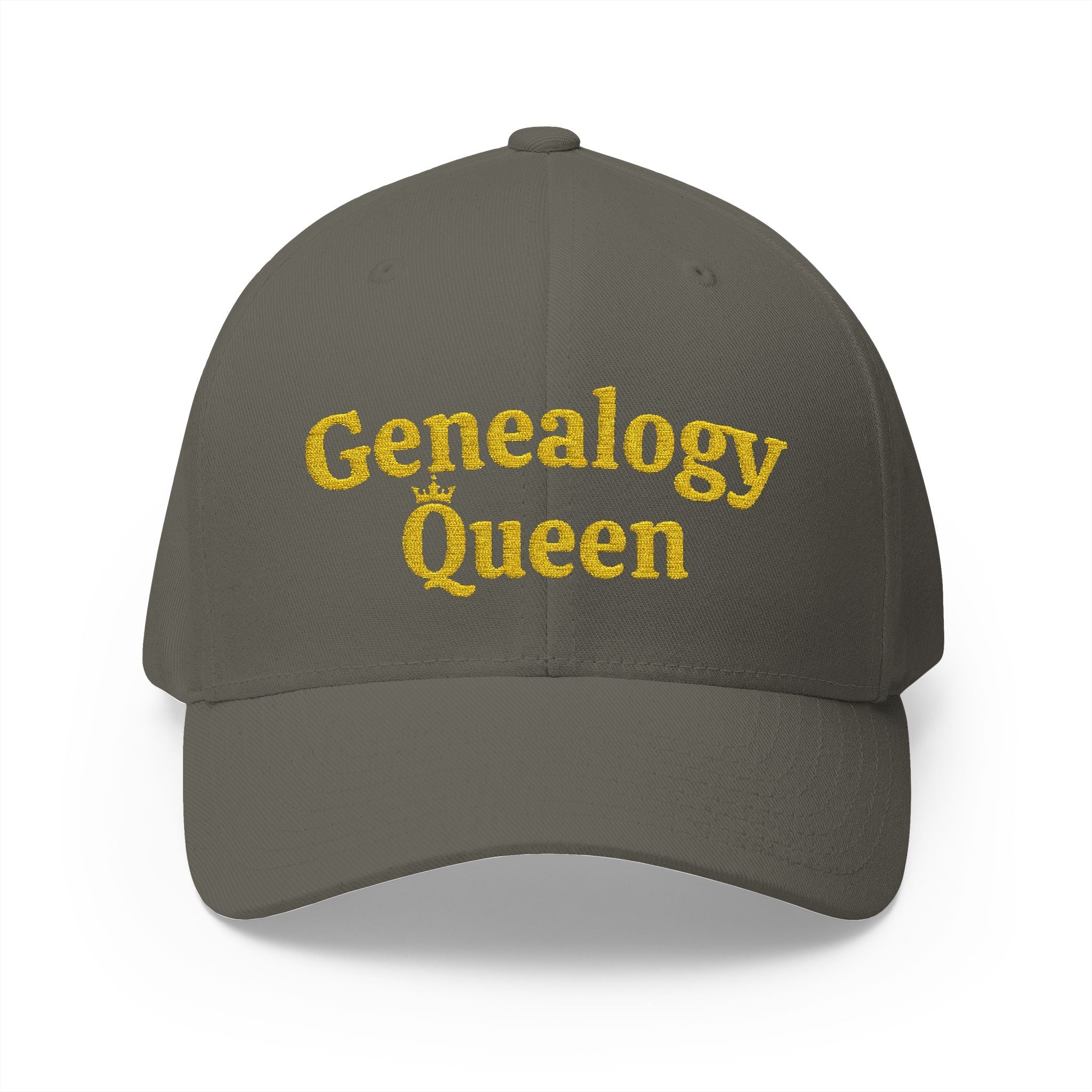 Genealogy Queen Embroidered Cap in Olive by Genealogy Keepsakes