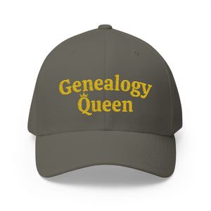 Genealogy Queen Embroidered Cap in Olive by Genealogy Keepsakes