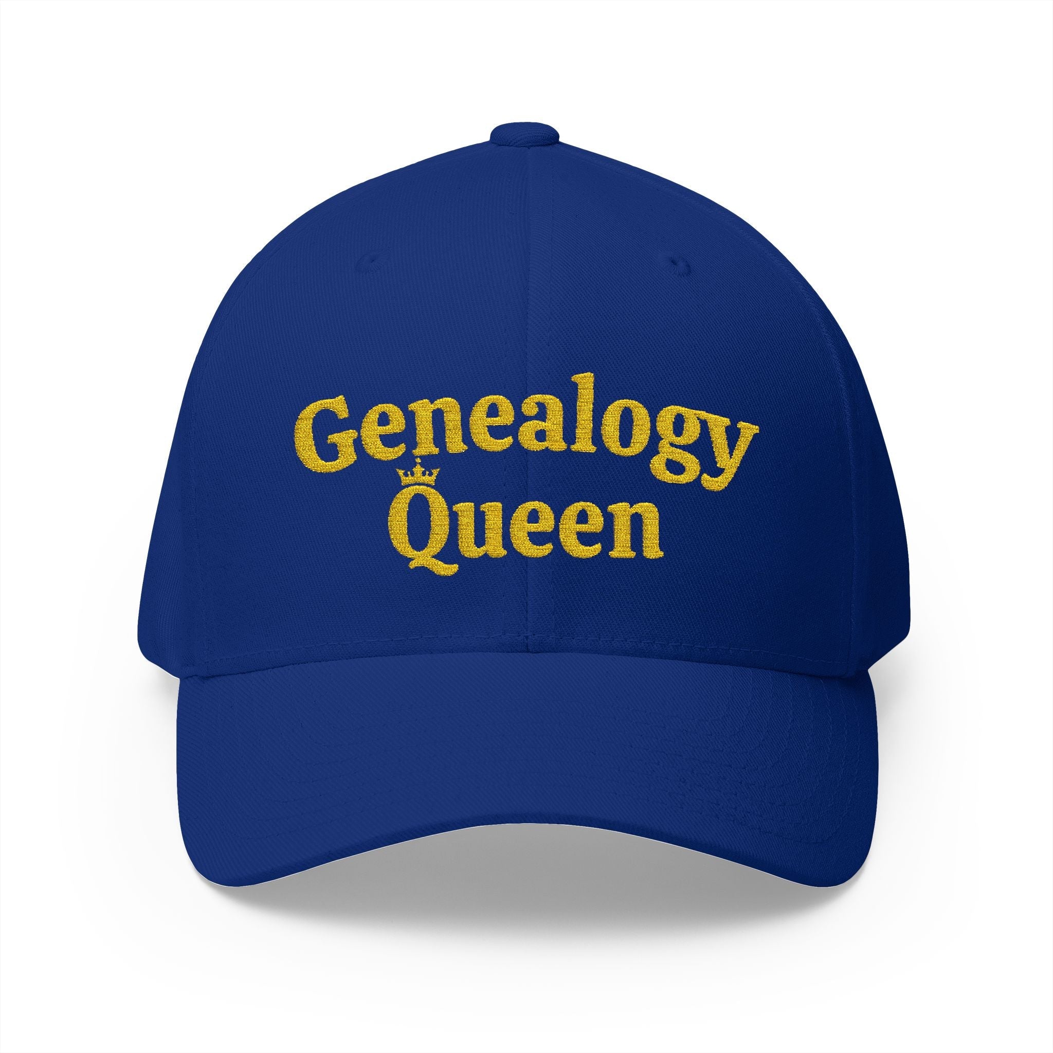 Genealogy Queen Embroidered Cap in Royal by Genealogy Keepsakes