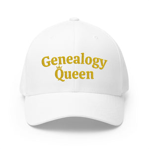 Genealogy Queen Embroidered Cap in White by Genealogy Keepsakes