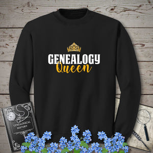 Genealogy Queen Sweatshirt in Black by Genealogy Keepsakes