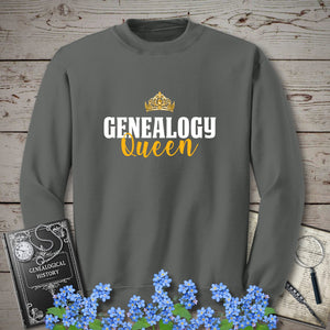Genealogy Queen Sweatshirt in Charcoal by Genealogy Keepsakes