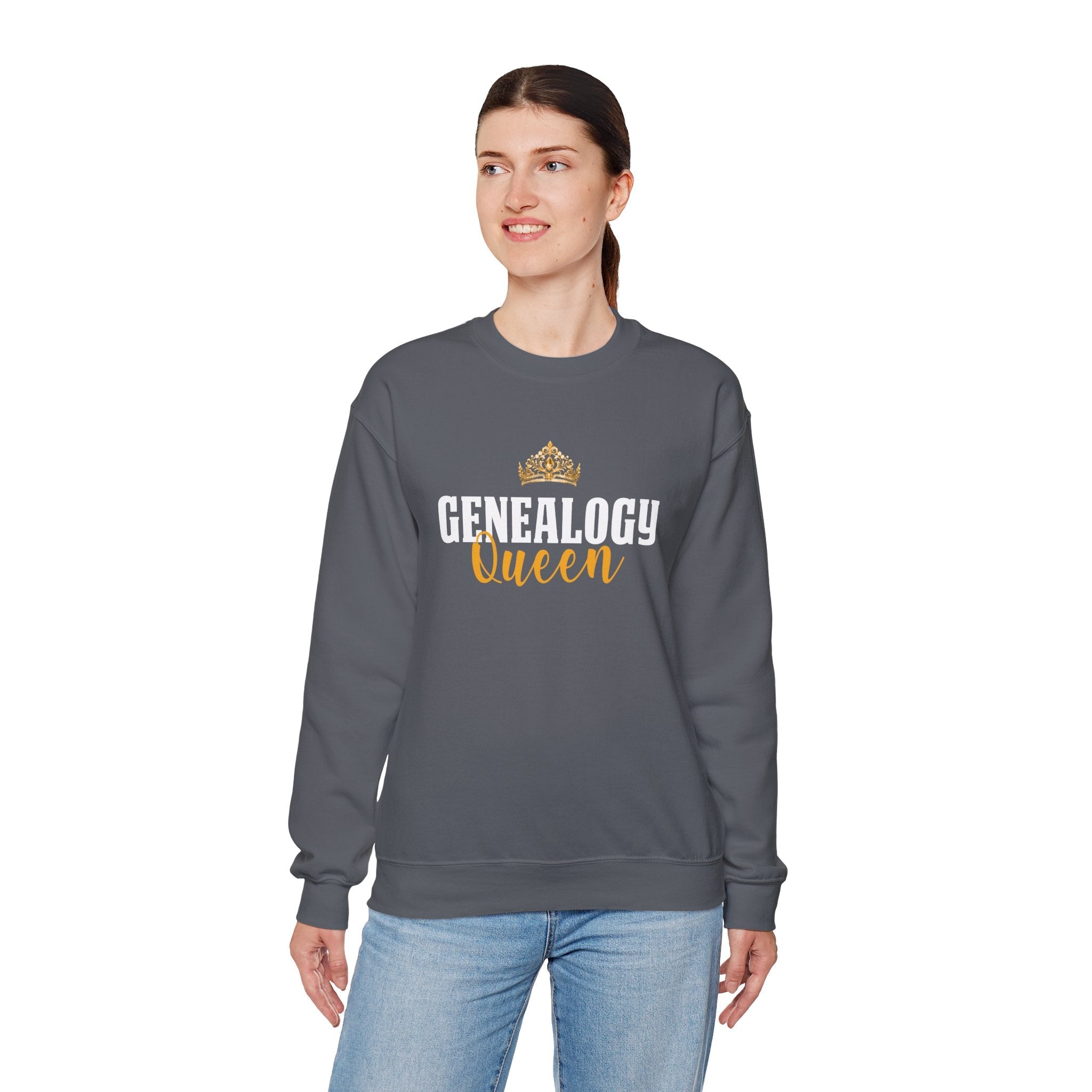 Genealogy Queen Sweatshirt in Charcoal by Genealogy Keepsakes