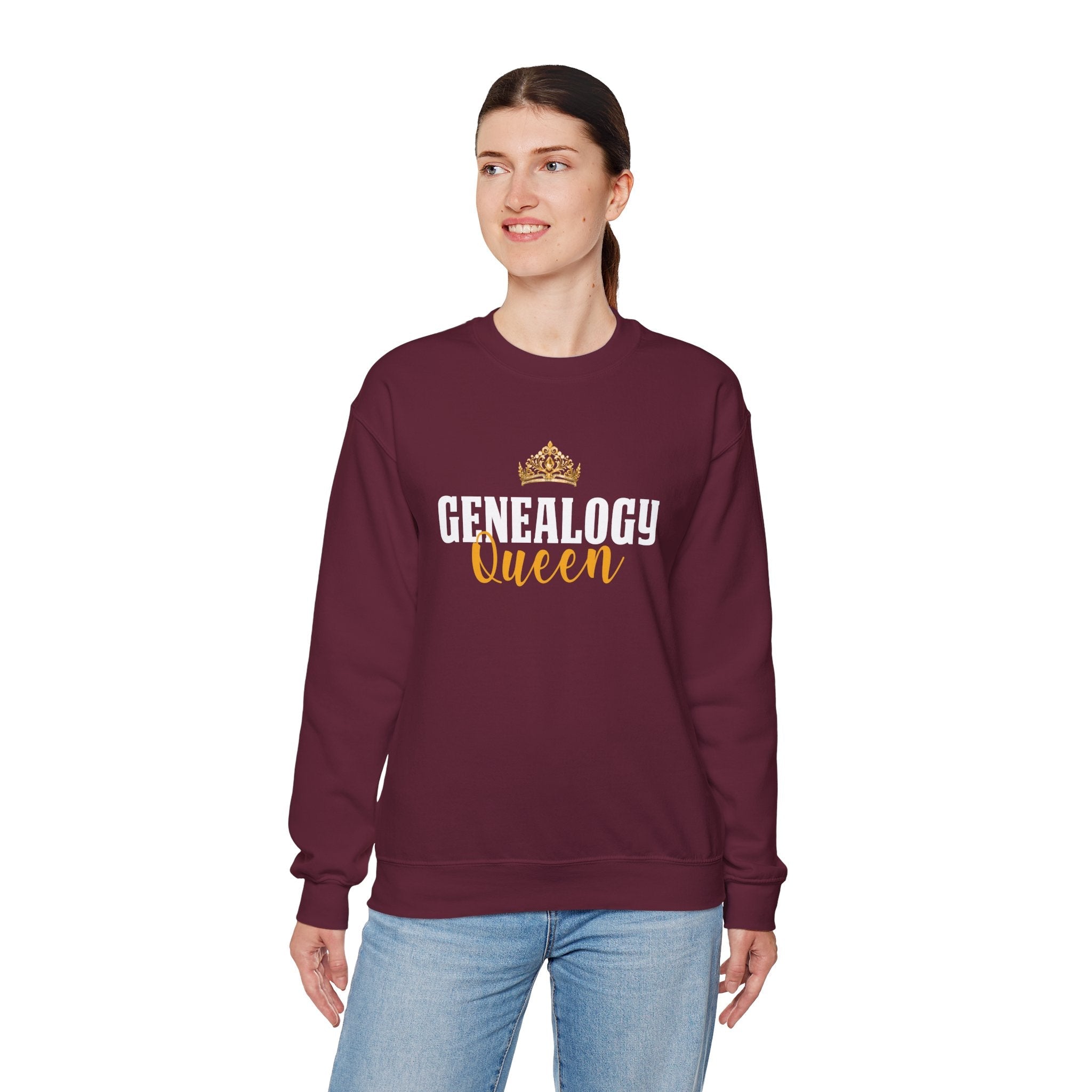 Genealogy Queen Sweatshirt in Maroon by Genealogy Keepsakes