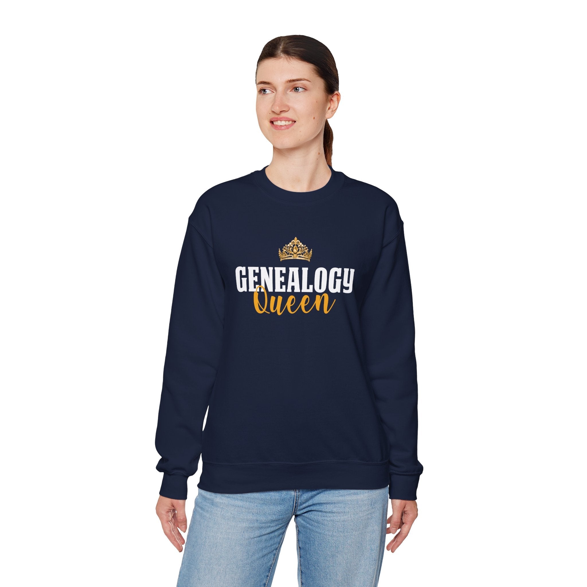 Genealogy Queen Sweatshirt in Navy by Genealogy Keepsakes