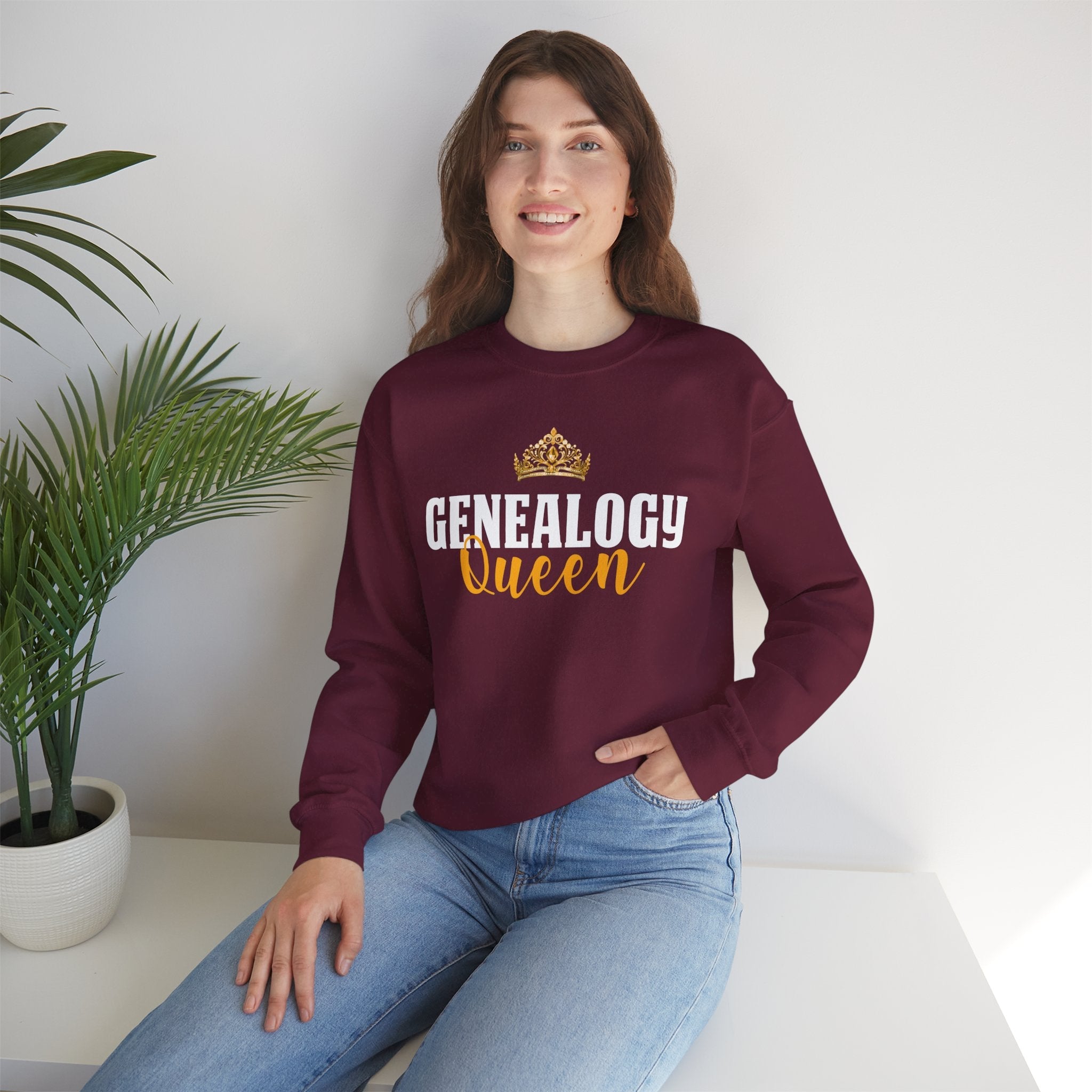 Genealogy Queen Sweatshirt in Navy by Genealogy Keepsakes