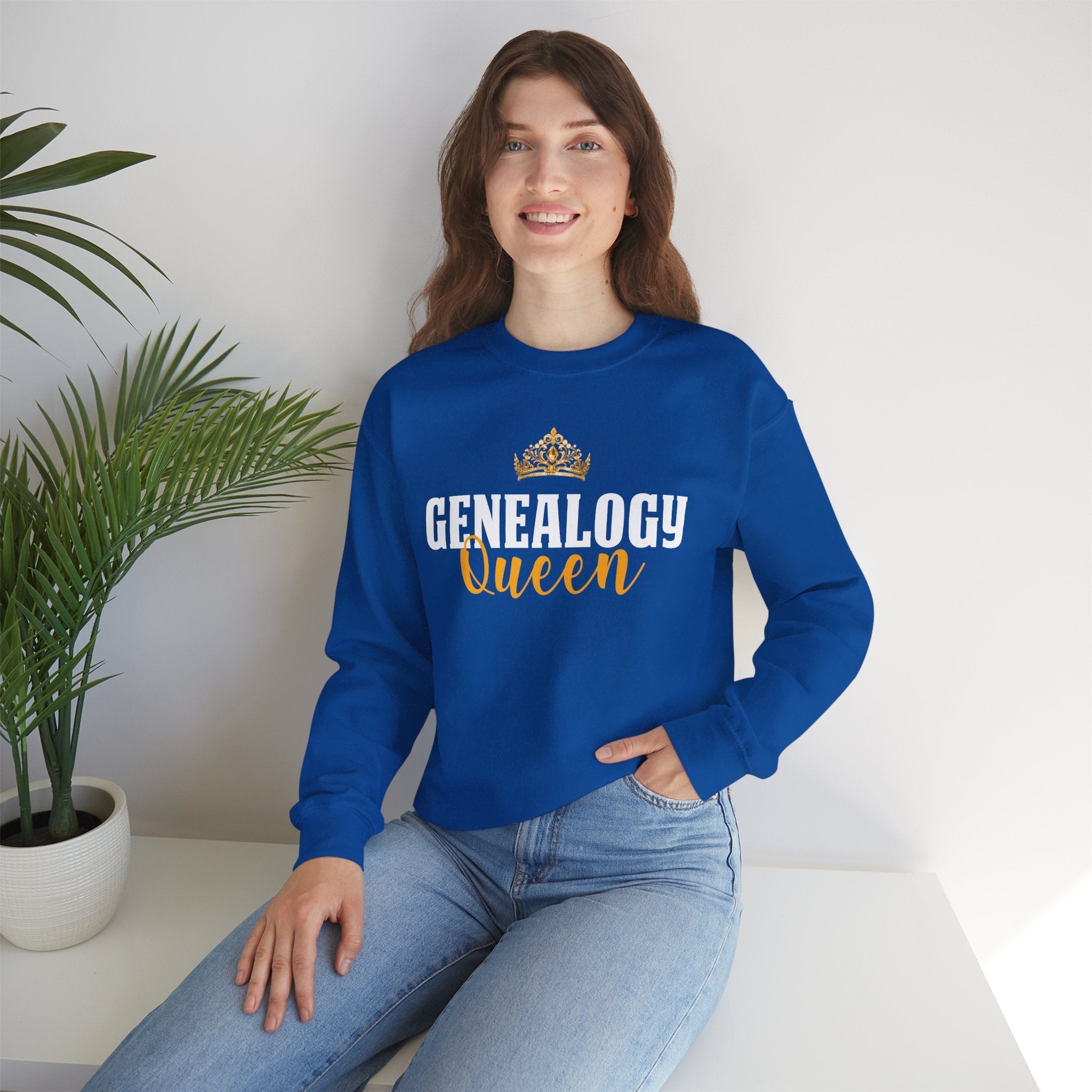 Genealogy Queen Sweatshirt in Navy by Genealogy Keepsakes