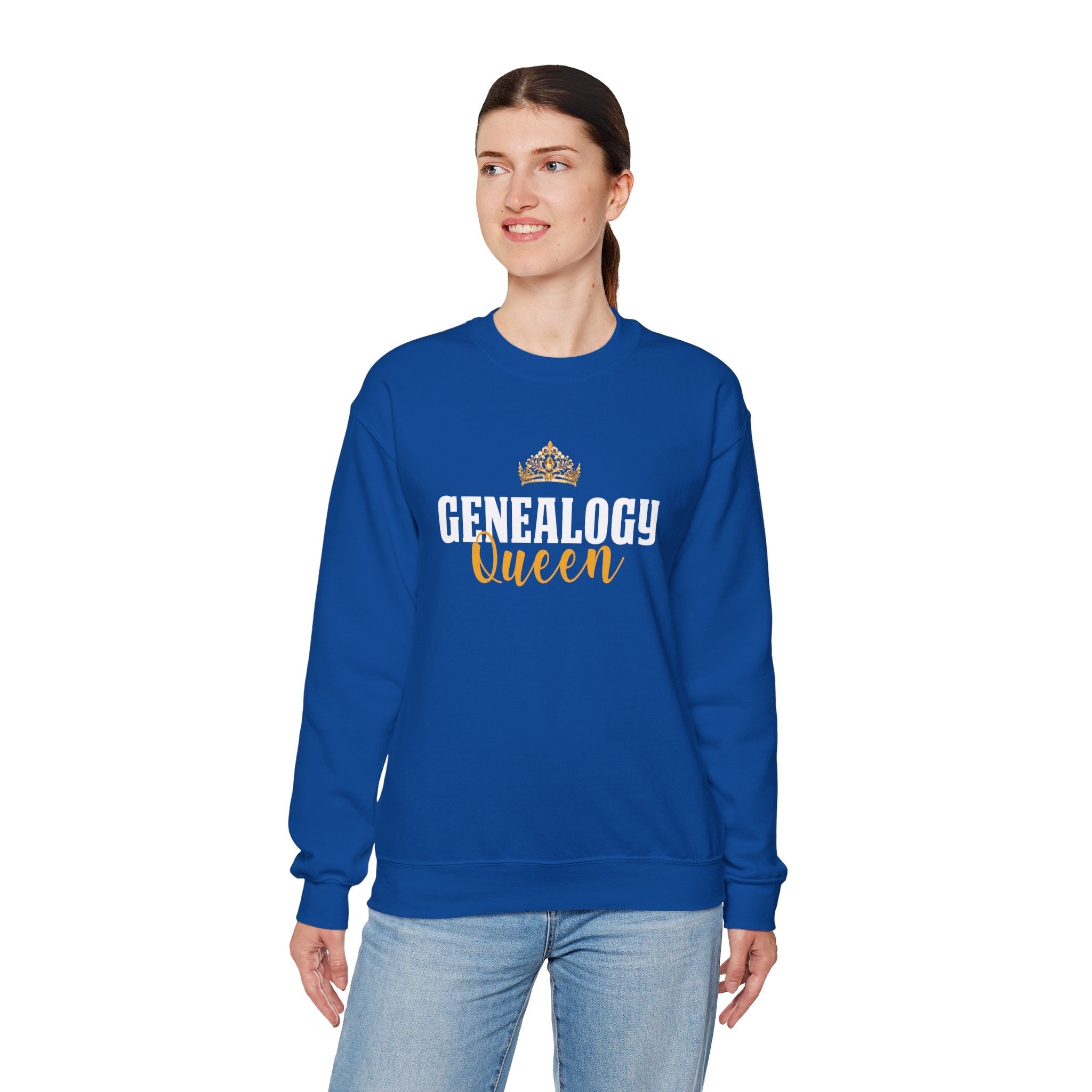 Genealogy Queen Sweatshirt in Royal by Genealogy Keepsakes