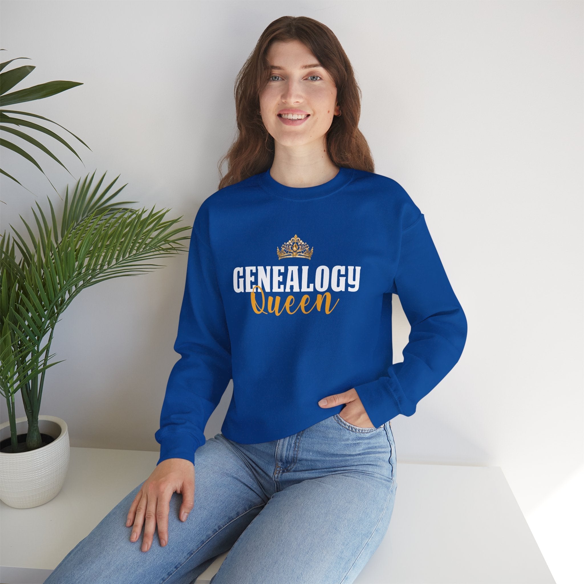 Genealogy Queen Sweatshirt in Royal by Genealogy Keepsakes