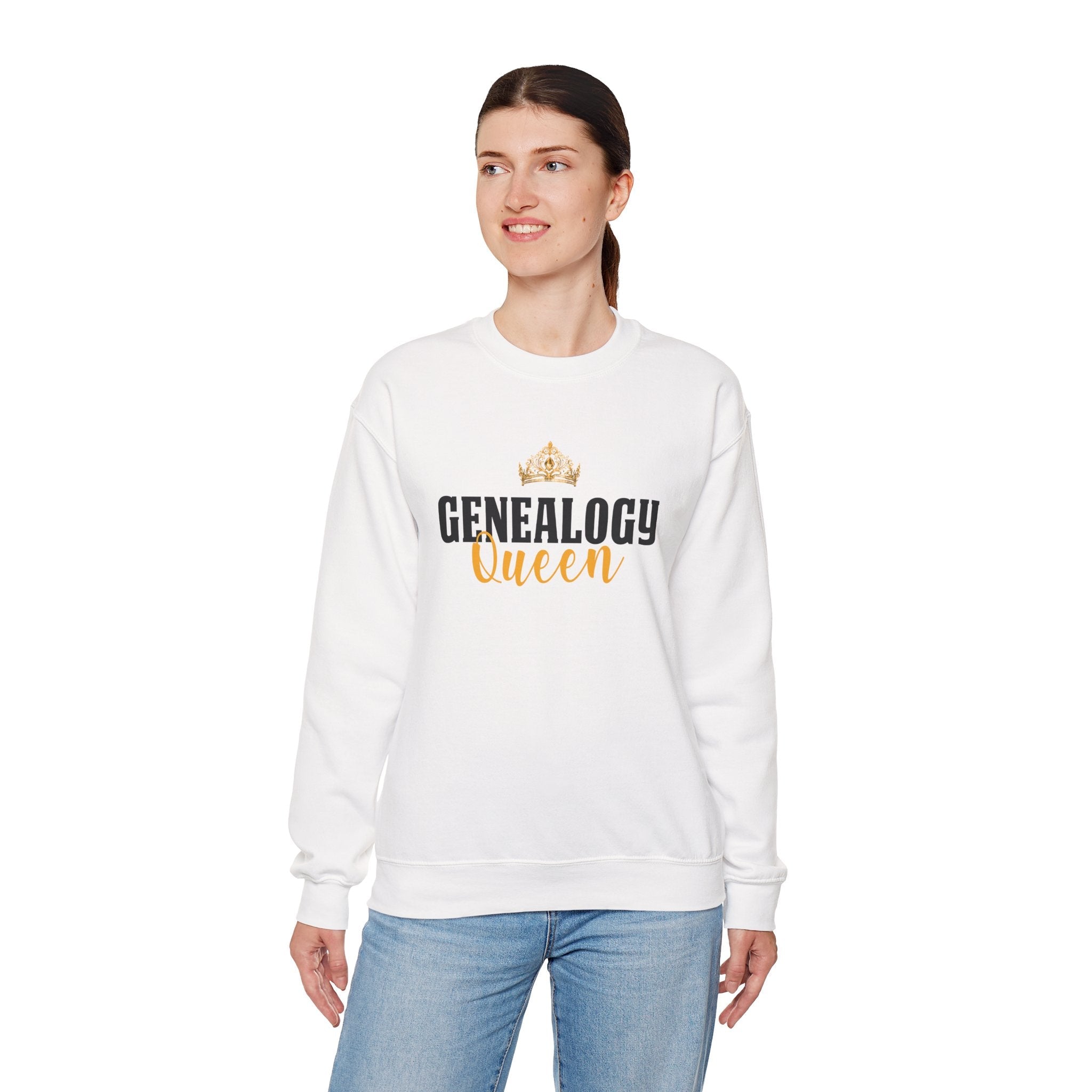 Genealogy Queen Sweatshirt in White by Genealogy Keepsakes