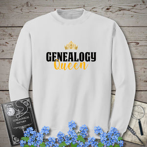 Genealogy Queen Sweatshirt in White by Genealogy Keepsakes