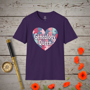 Genealogy Queen T-Shirt in Purple by Genealogy Keepsakes