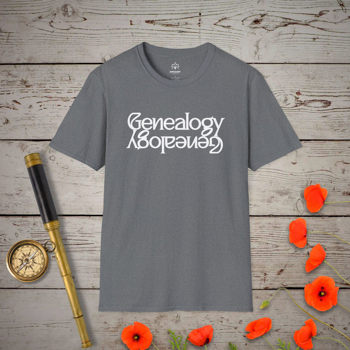 Genealogy Reflection T-Shirt - Genealogy Keepsakes Custom Genealogy Gift - Graphite Heather S
