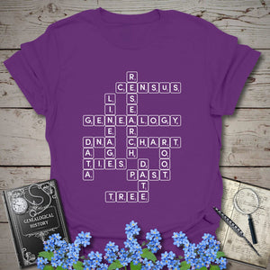 Genealogy Scrabble T-Shirt in Purple by Genealogy Keepsakes