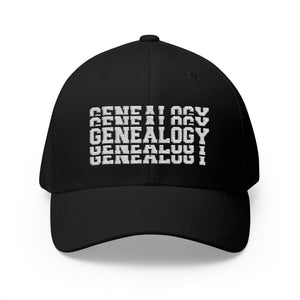 Genealogy Stacked Embroidered Cap in Black by Genealogy Keepsakes