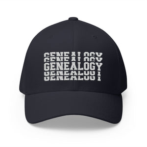 Genealogy Stacked Embroidered Cap in Dark Navy by Genealogy Keepsakes