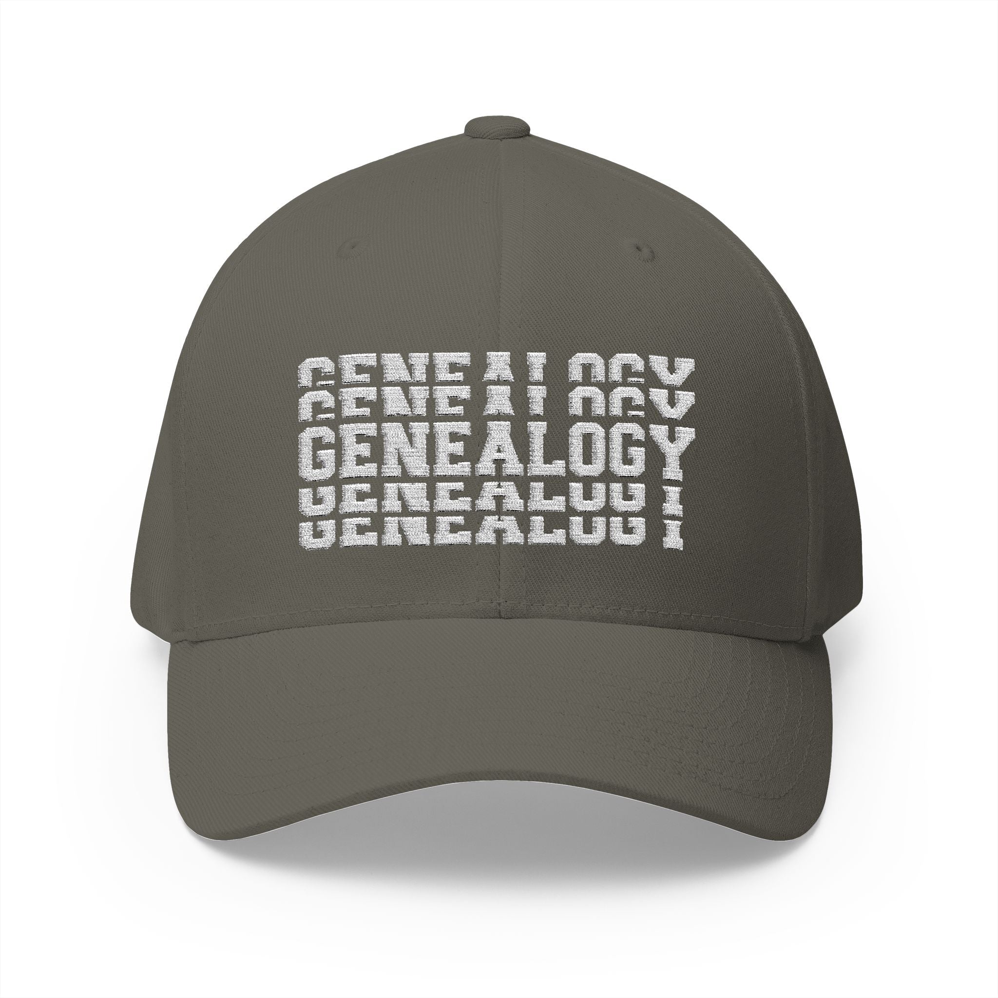 Genealogy Stacked Embroidered Cap in Olive by Genealogy Keepsakes