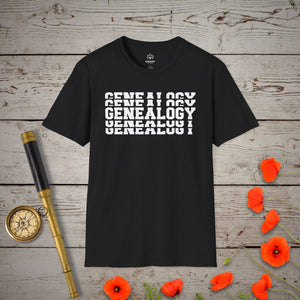 Genealogy Stacked T-Shirt in Black by Genealogy Keepsakes