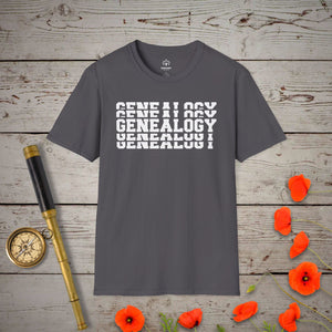 Genealogy Stacked T-Shirt in Charcoal by Genealogy Keepsakes